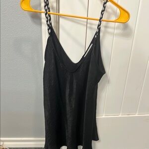 Black Women's Top with Braided Straps